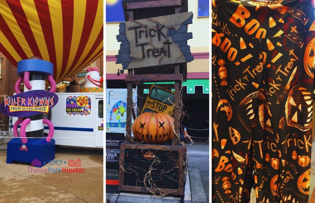 HHN Universal Orlando Resort HHN 2018 Killer Klowns from Outer Space and Trick or Treat Scarezone. Keep reading to see which is better howl o scream or Halloween Horror Nights. 