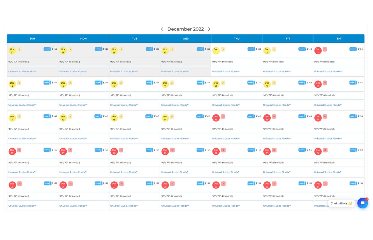 Crowd Calendar Universal Orlando 2022 Customize and Print