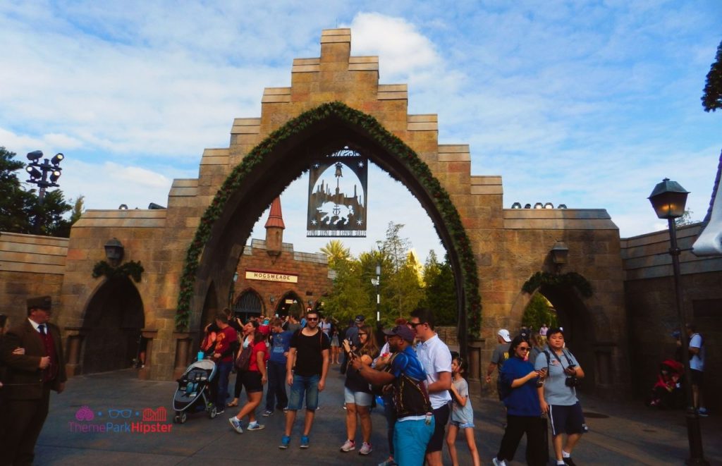 Universal Orlando Resort Entrance to in The Wizarding World of Harry Potter Hogsmeade. Keep reading to learn about Wizarding World of Harry Universal Studios Hollywood vs Universal Orlando.