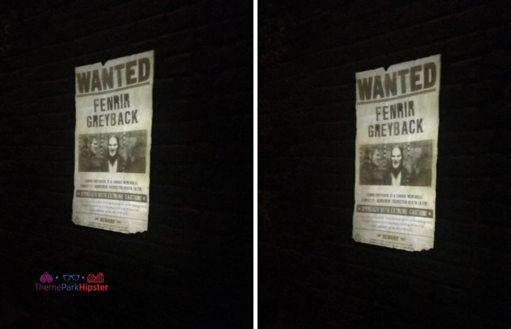 Fenrir Greyback poster in Knockturn Alley of Diagon Alley in the Wizarding World of Harry Potter at Universal Orlando Resort. Keep reading to learn all the best things to do on a Universal Studios solo trip. 