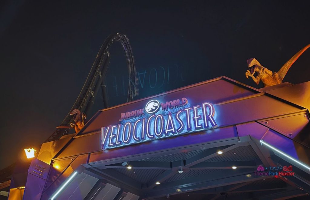 Universal Orlando Resort Jurassic Park Velocicoaster at Night in Islands of Adventure. Keep reading about the Universal Orlando Annual Pass Prices and is it worth it? 