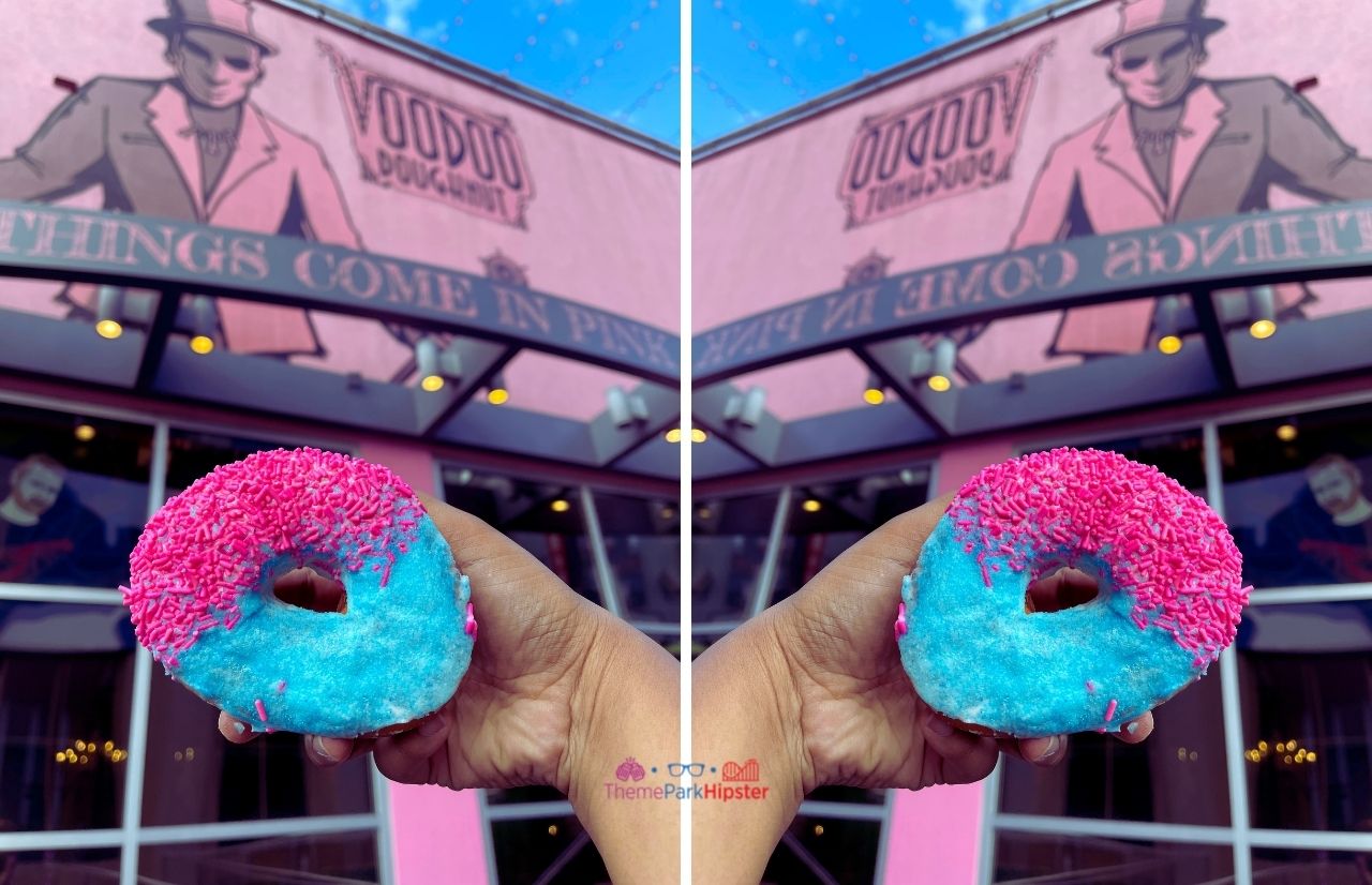 Universal Orlando Resort Miami Vice Pink and Blue donut from Voodoo Doughnut in CityWalk