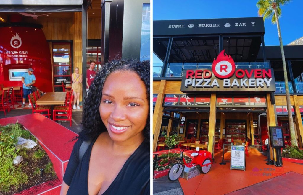 Universal Orlando Resort NikkyJ in front of Red Oven Pizza Bakery in CityWalk