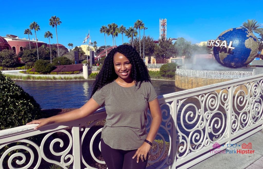 Universal Orlando Resort NikkyJ in front of globe