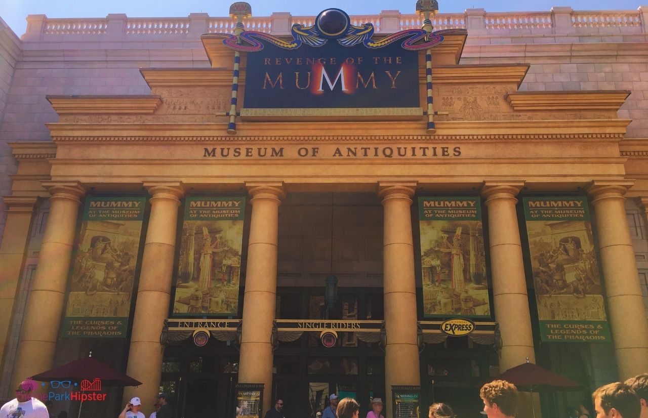 Universal Orlando Resort Revenge of the Mummy Roller Coaster Entrance at Universal Studios Florida. Keep reading to learn how to have the best Universal Orlando Solo Trip for Travelers going to theme parks alone.