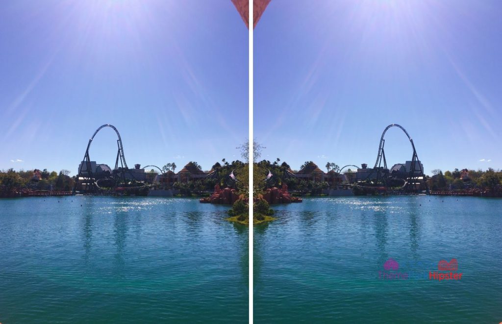 Universal Orlando Resort Velocicoaster over Lagoon at Islands of Adventure. Keep reading to learn about the best roller coasters in Orlando.