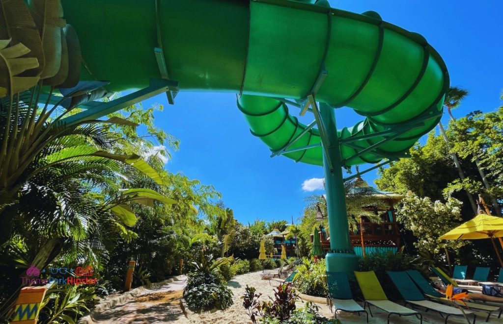 Universal Orlando Resort Volcano Bay Lounging Area near Water Slide and Lazy River 