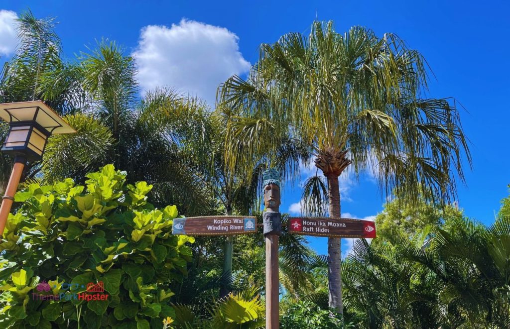 Universal Orlando Resort Volcano Bay Kopiko Wai Winding Lazy River Honu ika Moana Raft Slides Sign