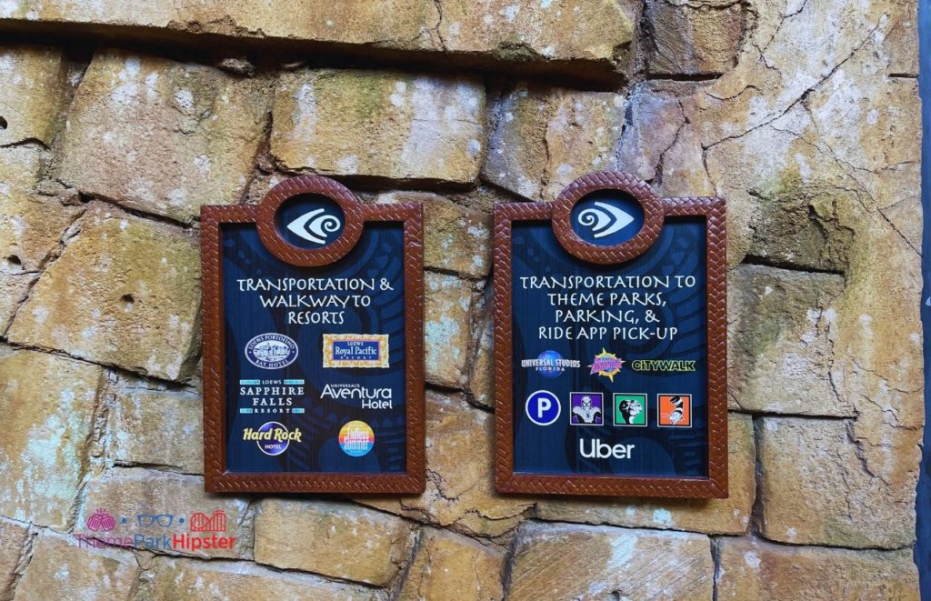 Universal Orlando Resort Volcano Bay Transportation Sign to Hotels
