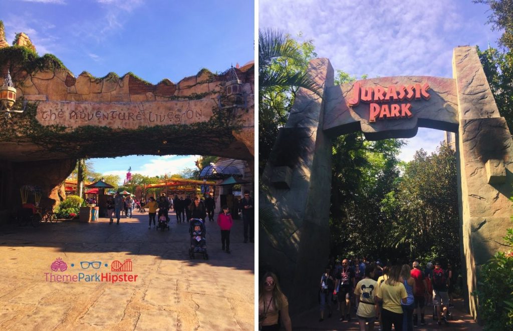 Universal Orlando Resort entrance to Islands of Adventure and Jurassic Park. Keep reading to get the best movies to watch before going to Universal Studios and Islands of Adventure.