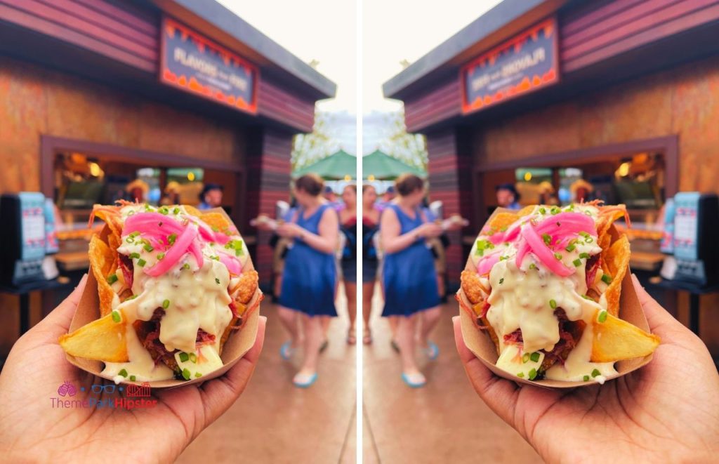 Epcot Food and Wine Festival Flavors of Fire Beef Brisket on Chips one of the best things to do at Disney World in the Summer!