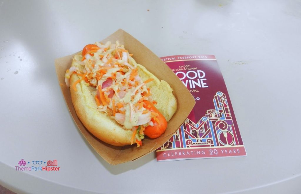 Epcot Food and Wine Festival Hawaiian Hot Dog. One of the best Epcot Festivals at Disney World!