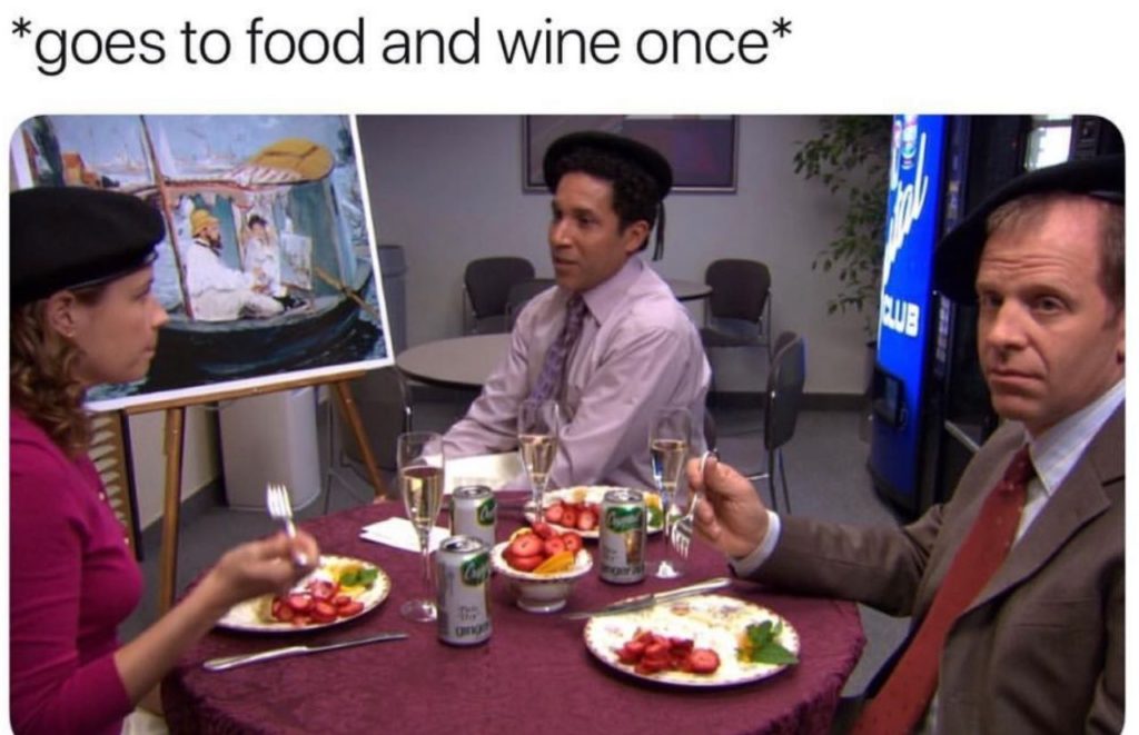 Epcot Food and Wine Festival Meme with Pam Oscar and Toby from the Office