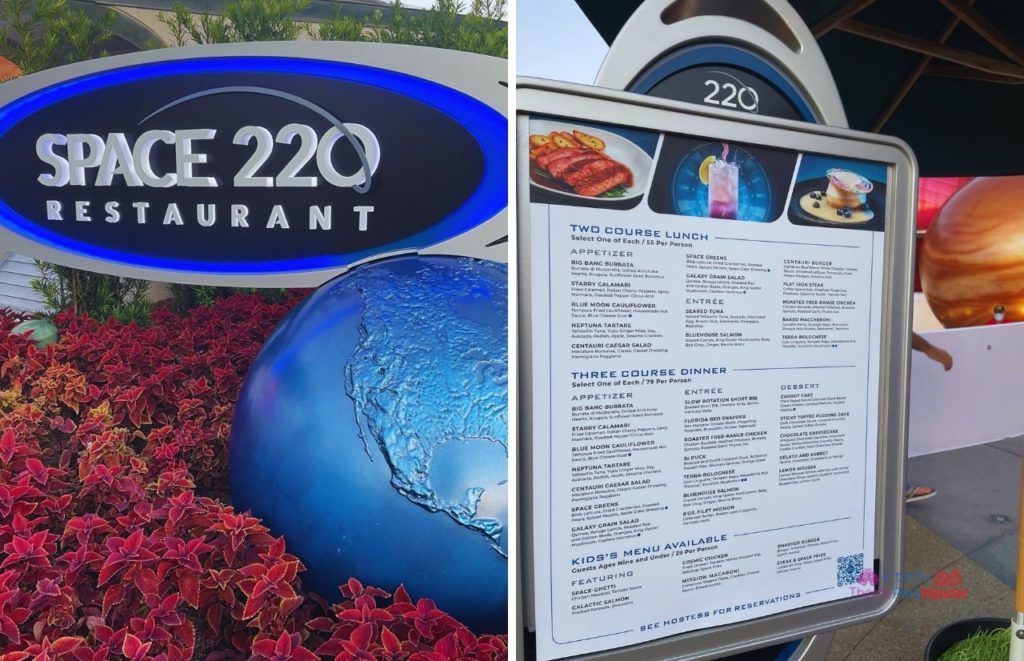Epcot Food and Wine Festival Space 220 Restaurant menu. One of the best epcot table service restaurants at Disney World.