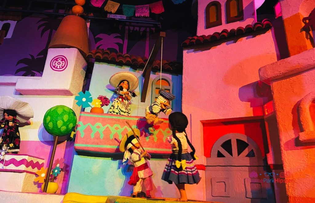 Boarding ride in Mexico Pavilion Gran Fiesta Tour Starring the Three Caballeros Animatronics. One of the best boat and water rides at Epcot.