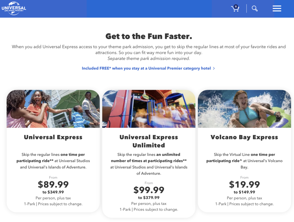 Universal Studios Express Pass Prices for 2024. 