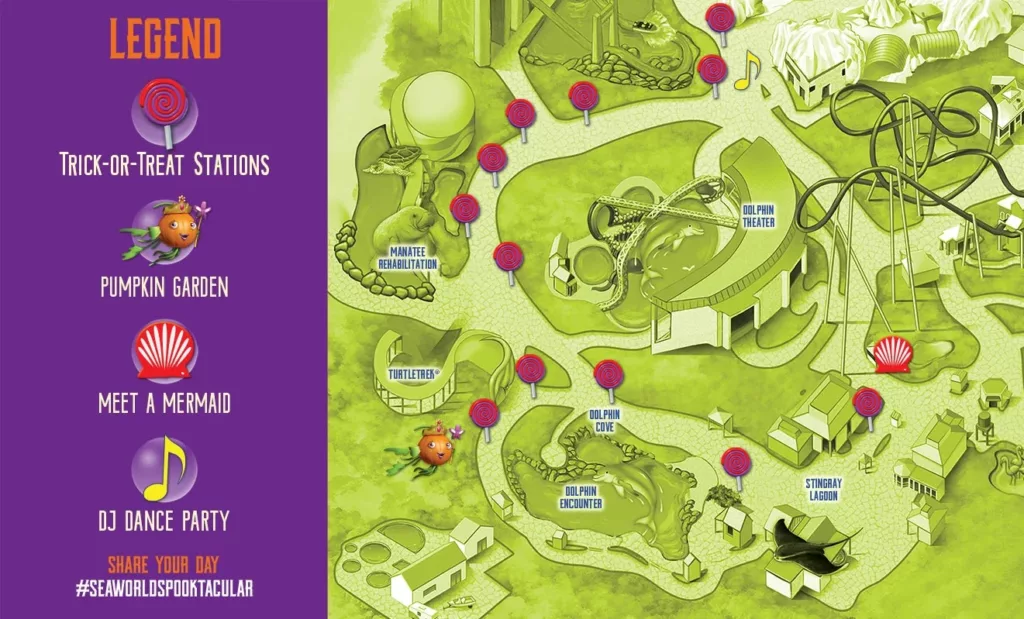 2023 SeaWorld Orlando Halloween Spooktacular Trick or Treat Event Map
