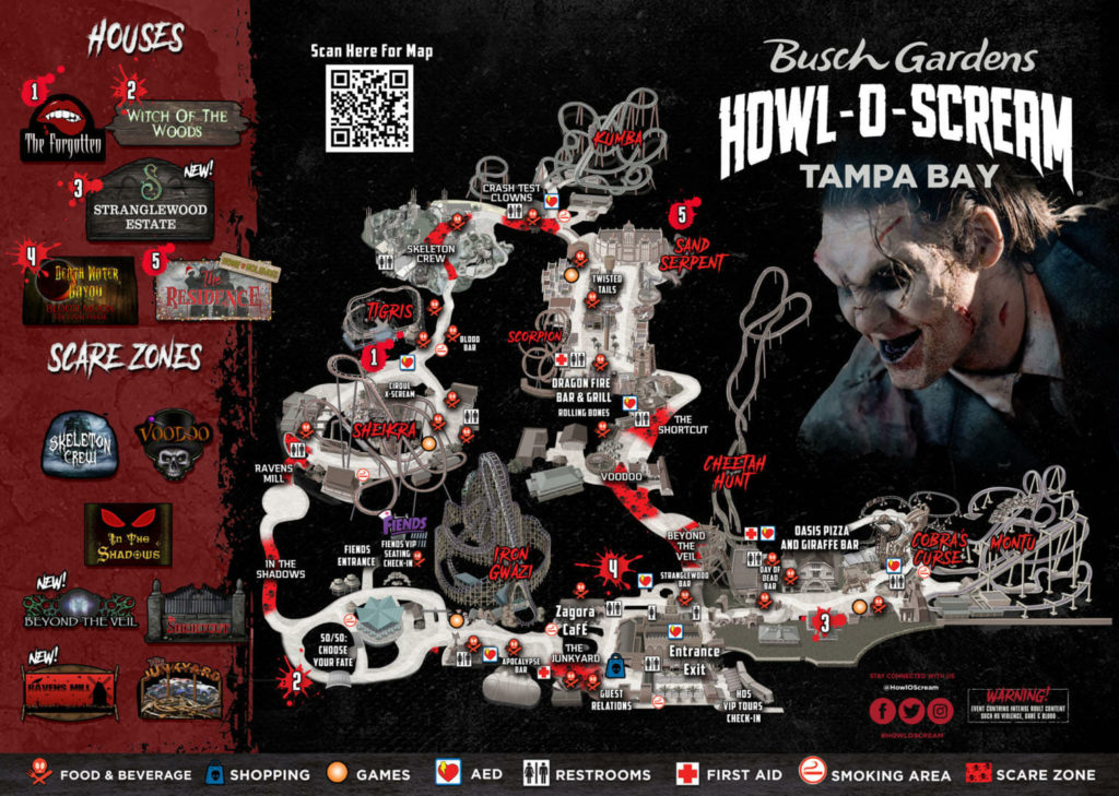 Busch Gardens Tampa Bay Howl-O-Scream Map 2022