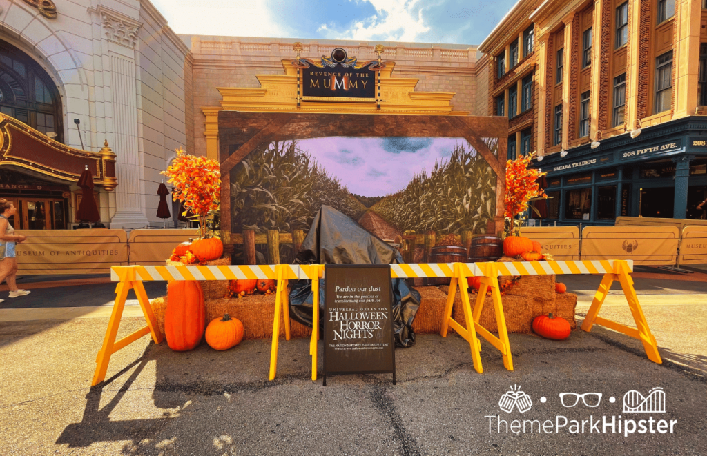 Candy Maze Universal Studios HHN 31 Halloween Horror Nights 2022 in front of the Mummy ride. Keep reading about going to Halloween Horror Nights alone on a Universal Orlando Solo Trip and why the tagline Never Go Alone shouldn't scare you!