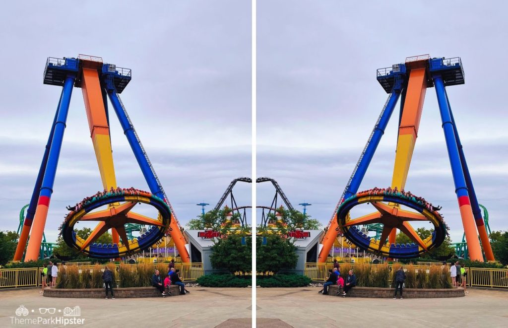 Cedar Point Maxair blue and orange ride. Keep reading to get the best days to go to Cedar Point and how to use the Cedar Point Crowd Calendar.