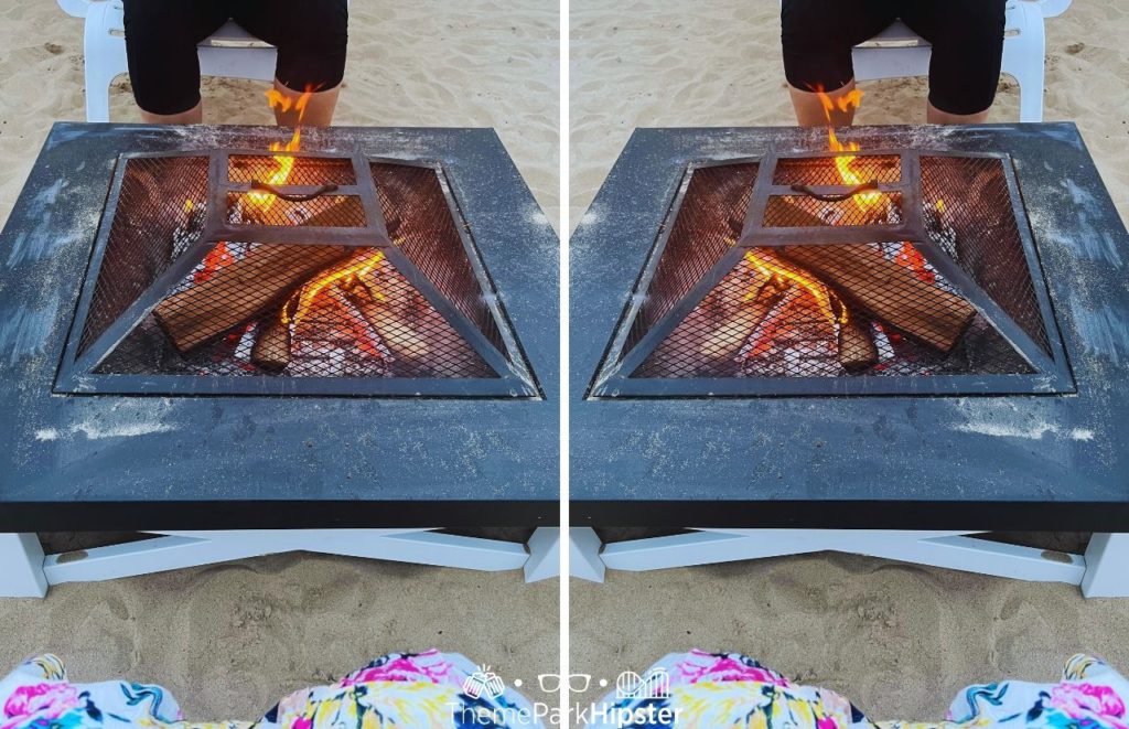 Toes in the sand at Cedar Point Nights Beach Party and Lake Erie Luau Firepit