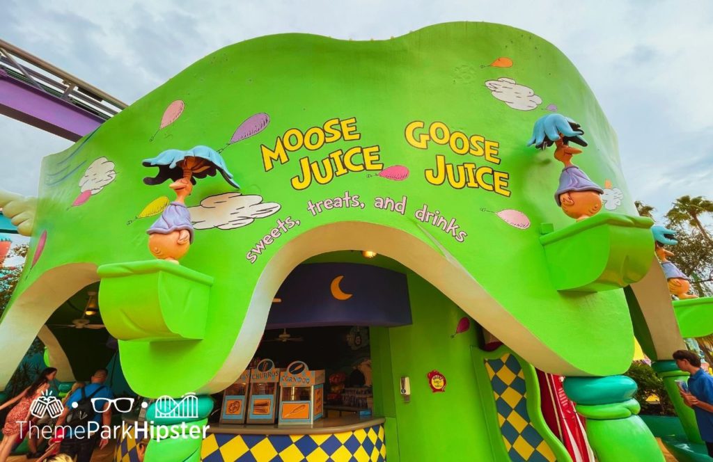 Entrance of Moose Juice Stand in Seuss Landing Universal Orlando Resort Islands of Adventure. Keep reading for a full guide to the best things to do at Universal Orlando in the summer.