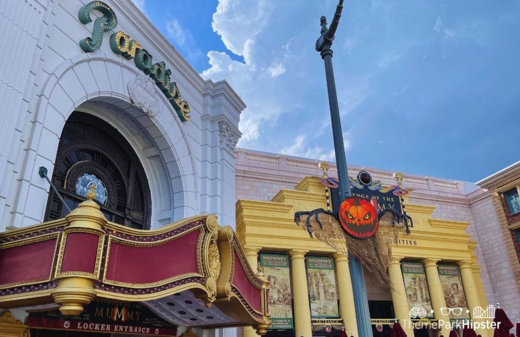 Universal Orlando Resort Revenge of the Mummy ride with HHN Halloween decor at Universal Studios Florida