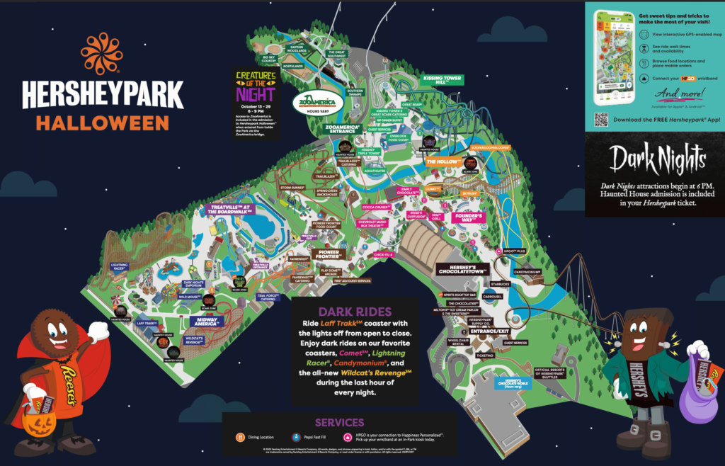 2023 Hersheypark Halloween Dark Nights Map