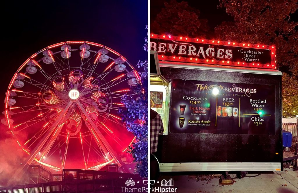 Ferris Wheel and Halloween Beverages at Hersheypark Dark Nights. Keep reading to learn about Halloween at Hersheypark in Hershey, Pennsylvania!