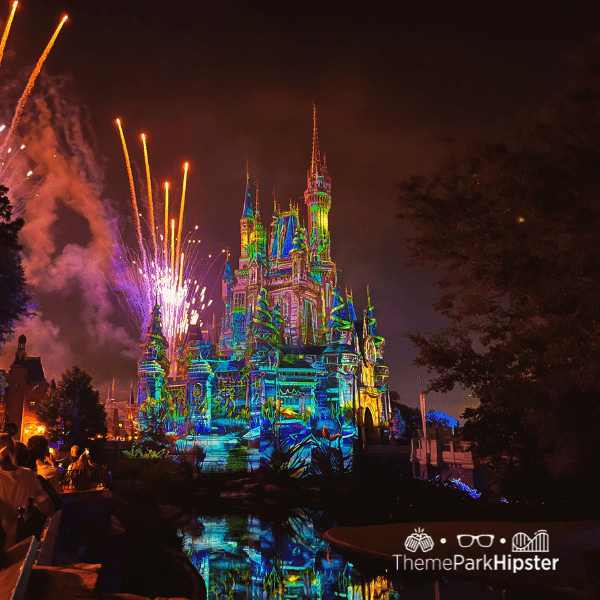 Fireworks Show at Mickey's Not-So Scary Halloween Party in the Magic Kingdom. Keep reading for more Halloween at Disney things to do and events with fall decor.