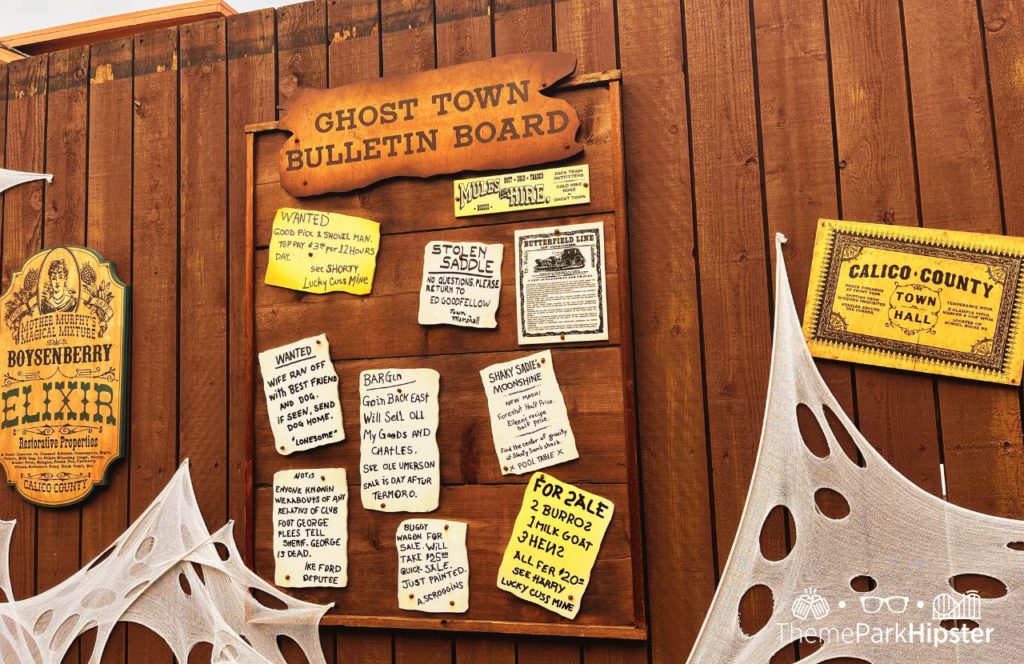 Ghost Town Bulletin Board Halloween at Knott's Berry Farm during Knott's Scary Farm