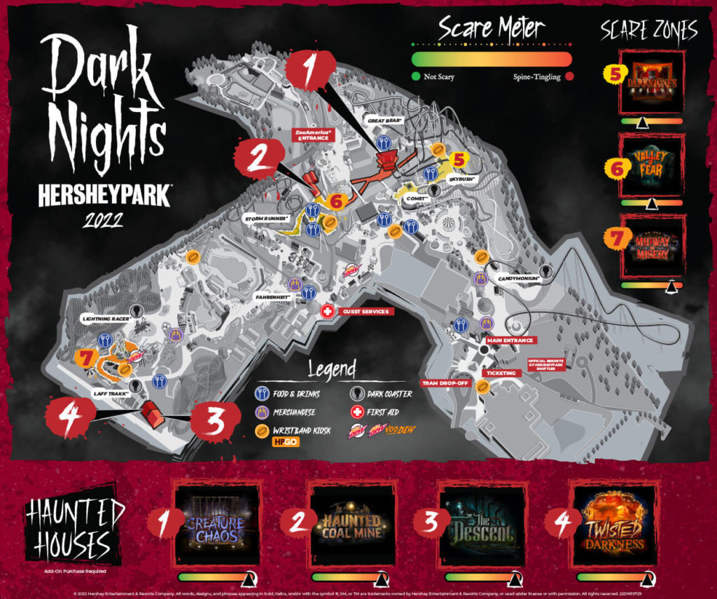 2022 Hersheypark Halloween Dark Nights Map PDF