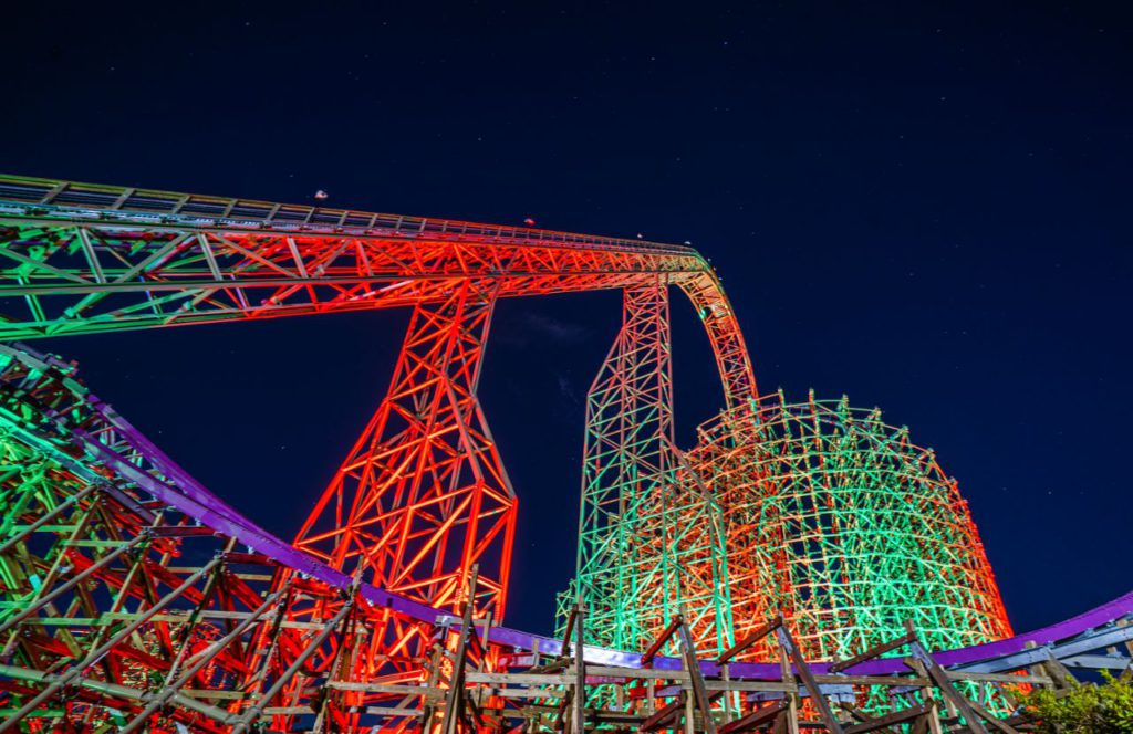 Iron Gwazi Roller Coaster during Busch Gardens Christmas Town