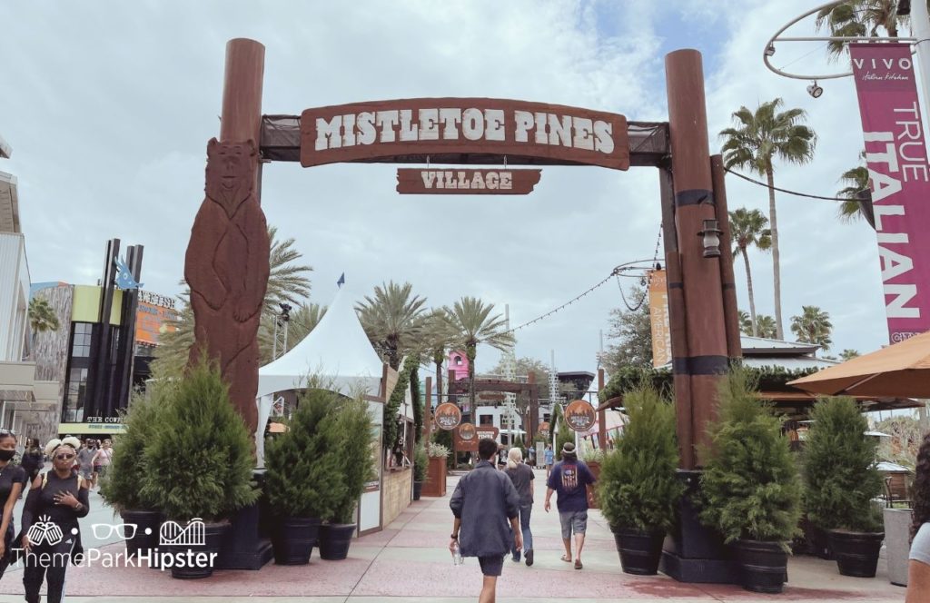Mistletoe Pines Village in CityWalk Christmas at Universal Studios in Universal Orlando Resort. Keep reading to get the best things to do at Universal Studios Orlando Florida.