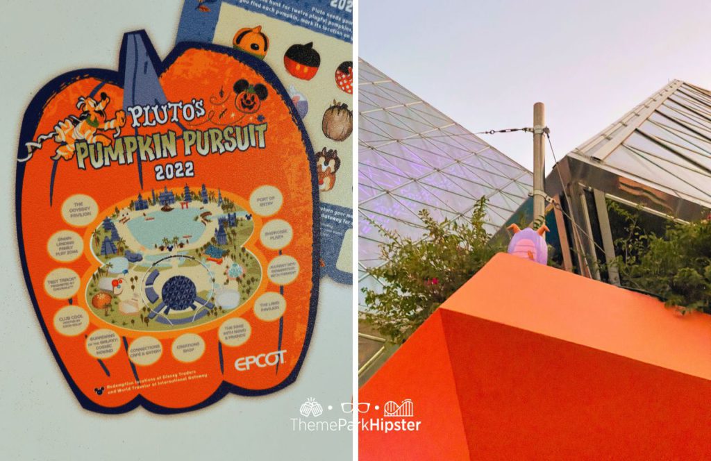 Pluto's Pumpkin Pursuit Map at Epcot with Figment one of the best Things to Do at Disney World for Halloween.