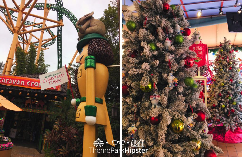 Toy Soldier in front of Cheetah Hunt at Busch Gardens Christmas Town. Keep reading to get the full guide on doing Christmas at Busch Gardens Tampa!