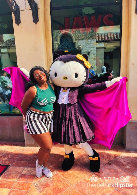 Victoria Wade meeting Hello Kitty Character at Universal Studios Hollywood Halloween Horror Nights 2023