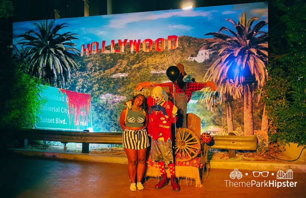 Victoria with Famous Terror Tram Studio Tour Clown Halloween Horror Nights at Universal Studios Hollywood 2022