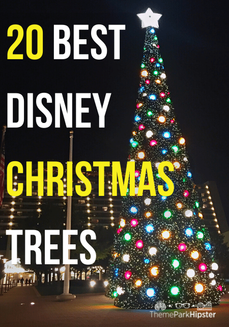 20 Best Disney Christmas Trees with one at Disney's Contemporary Resort at night.