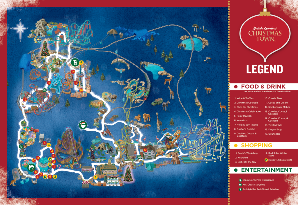 Busch Gardens Christmas Town Map 2022
