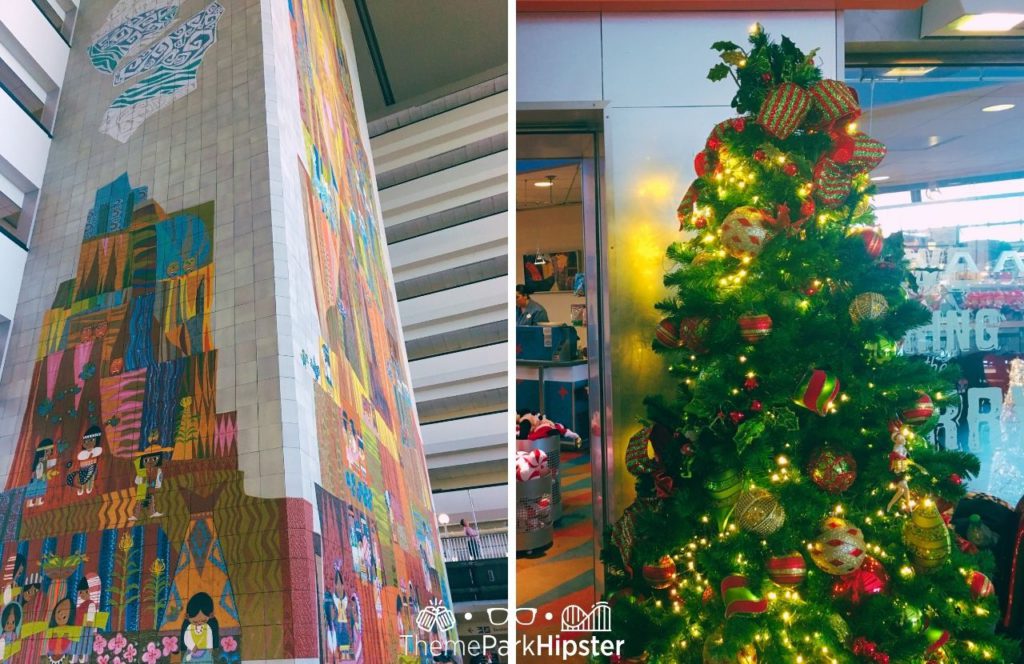 Disney Contemporary Resort Christmas Tree and decor. One of the best things to Do at Disney World for Christmas. Keep reading to learn about the best Disney Christmas trees!