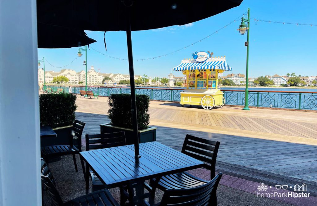Big River Grille and Brewing Works at Disney BoardWalk Inn view of Yacht and Beach Club from the window