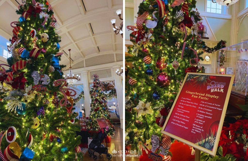 Christmas Tree decorations and Gingerbread Display Fun Facts at Disney Boardwalk Inn and Villas