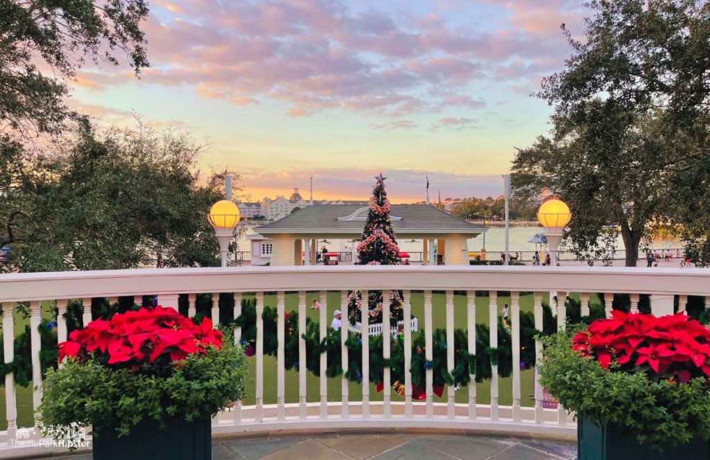 Christmas Tree on Green Lawn at Disney Boardwalk Inn and Villas
