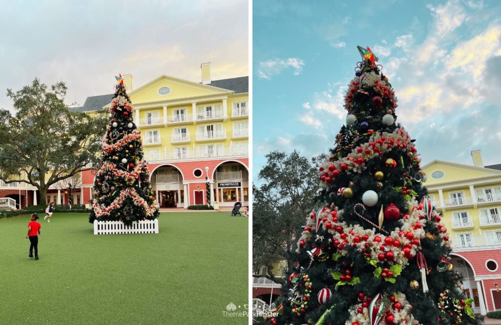 Christmas at Disney Boardwalk Inn and Villas Christmas Tree Design on Green Lawn