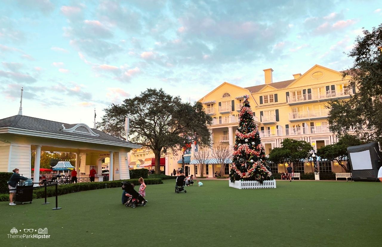 Christmas at Disney Boardwalk Inn and Villas Christmas Tree on Green Lawn