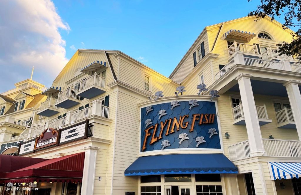 Christmas at Disney Boardwalk Inn and Villas Flying Fish restaurant entrance