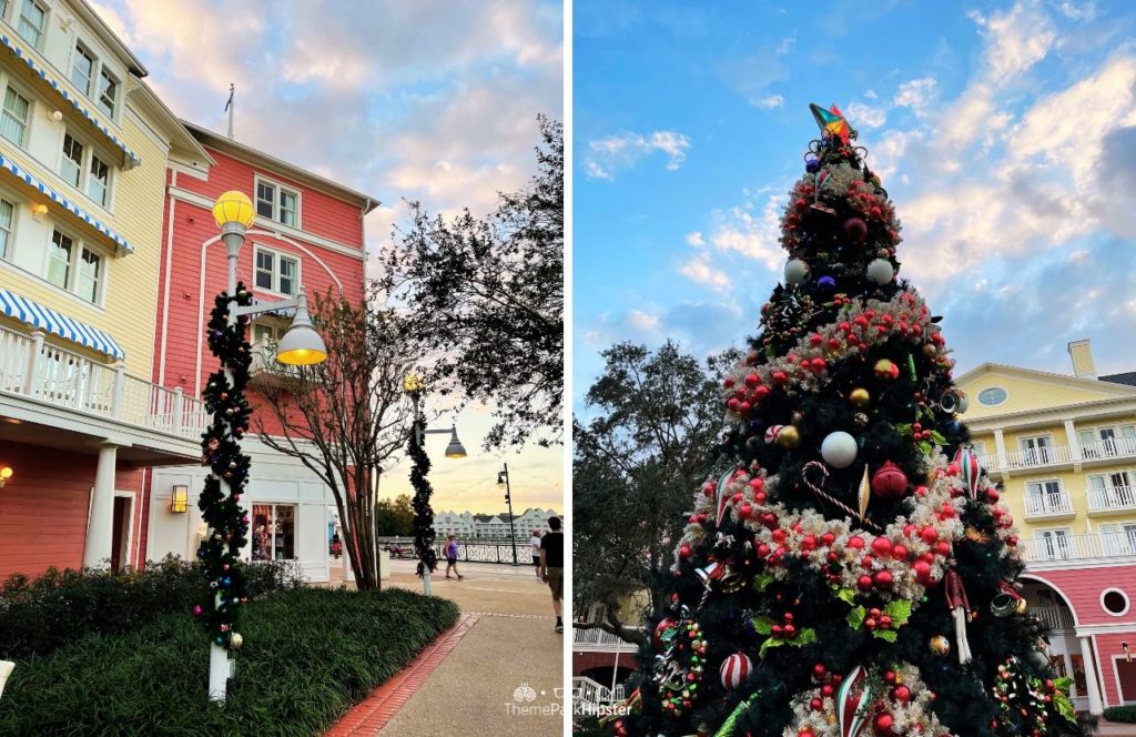 Christmas at Disney Boardwalk Inn and Villas Holiday Decor and Christmas Tree