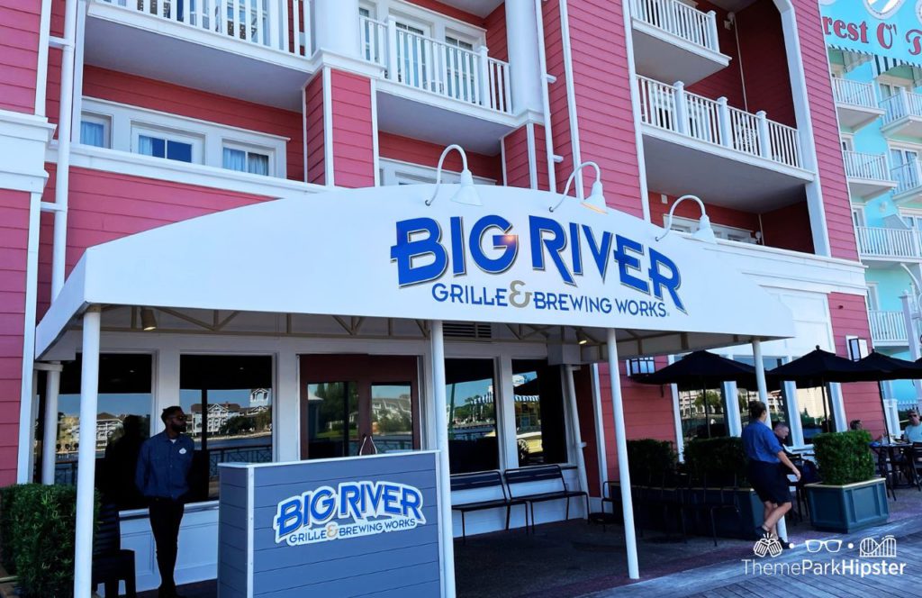 Entrance to Big River Grille and Brewing Works at Disney BoardWalk Inn. Keep reading to know how to choose the best Disney Deluxe Resorts for your vacation.
