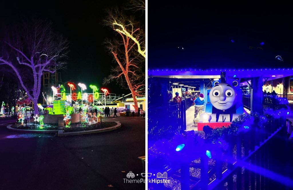 Kangaroo Ride next to Thomas the Train Ride. 2023 Kennywood Christmas Lights at the Holiday Lights Event